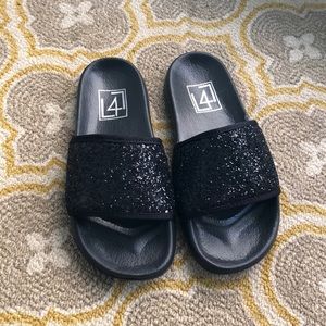 L4L by LUST FOR LIFE BLACK SPARKLE SANDALS - NWT
